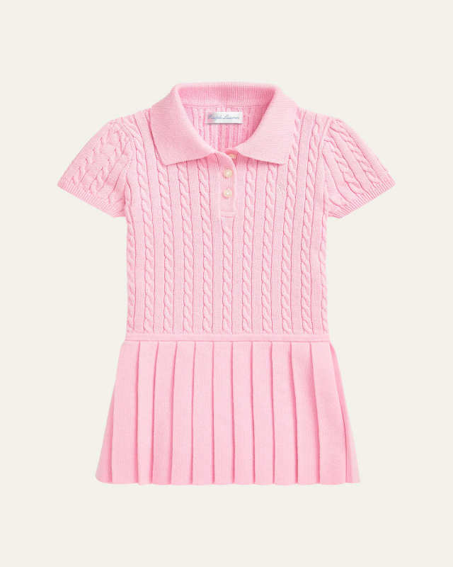 Girl's Cable Knit Polo Dress, Size 3M-24